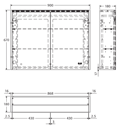 900 LED Mirror Cabinet with Gloss White Side Panels - Image 6