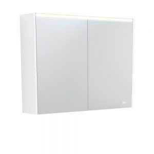 900 LED Mirror Cabinet with Satin White Side Panels