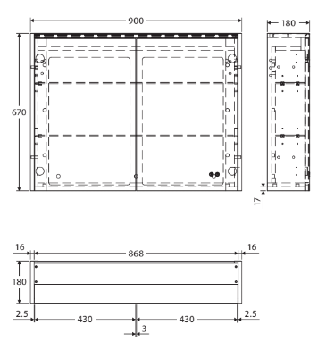 900 LED Mirror Cabinet with Satin White Side Panels - Image 6
