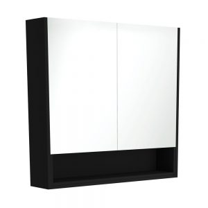 900 Mirror Cabinet with Display Shelf, Satin Black