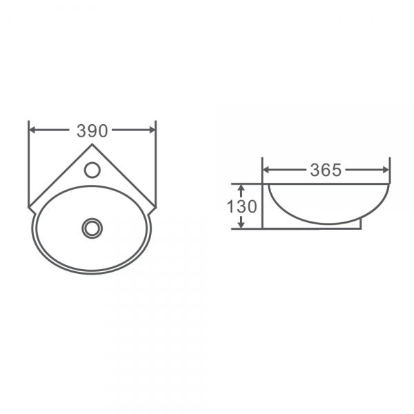 Compact Mini 39 Corner Wall Hung Basin - Image 3