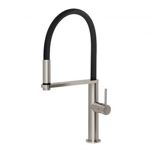 Phoenix Blix Flexible Hose Sink Mixer Round Brushed Nickel