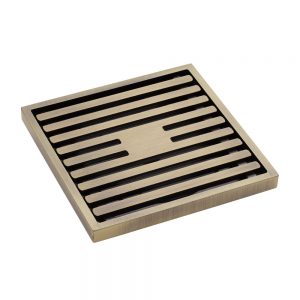 Heelguard Slim Profile Floor Waste 100x100x17mm Antique Brass 88mm Outlet