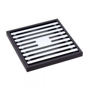 Heelguard Slim Profile Floor Waste 100x100x17mm Matte Black/Chrome 80mm Outlet