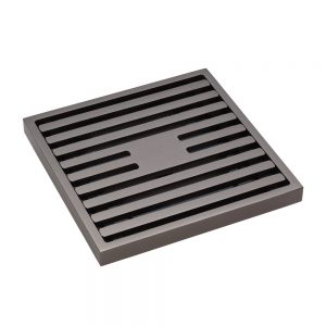 Heelguard Slim Profile Floor Waste 100x100x17mm Gun Metal 88mm Outlet