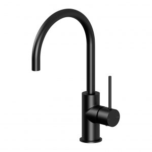 Vivid Slimline Sink Mixer 160mm Gooseneck Matt Black-Lead Free