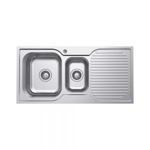 Tiva 980 1.5 Kitchen Sink with Drainer, Left Bowl