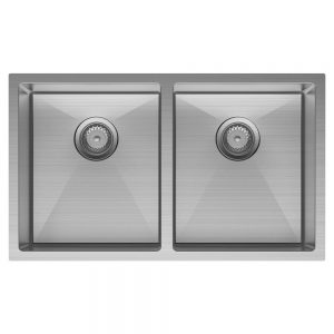 Hana 27L/27L Double Kitchen Sink, Stainless Steel