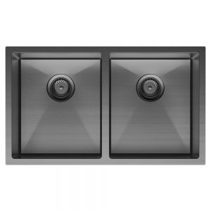 Hana 27L/27L Double Kitchen Sink, PVD Carbon Metal