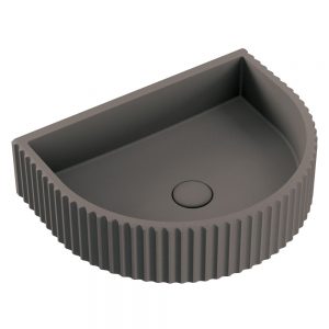Valentina Fluted Arch Concrete Wall Hung Basin, Warm Grey