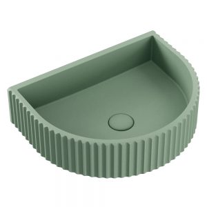 Valentina Fluted Arch Concrete Wall Hung Basin, Sage
