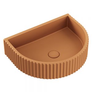 Valentina Fluted Arch Concrete Wall Hung Basin, Tuscan