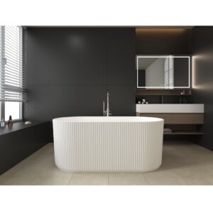 Harman V-Groove Fluted Bath 1500 Matt White