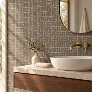 Dimma Grey Geometric Porcelain Mosaic Tile 300x300 Matt