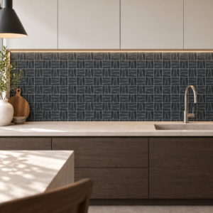 Dimma Navy Geometric Porcelain Mosaic Tile 300x300 Matt